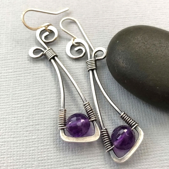 Wire Wrapped Drop Earrings - Picture 1 of 5